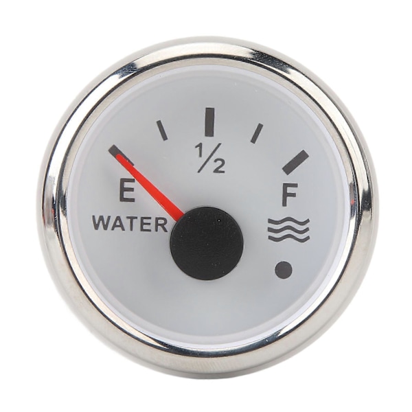 52MM Vattennivåmätare E 1/2 F Färgglad Bakgrundsbelysning 240 till 33 ohm för Husbil Yacht Båt DC9 till 32V Vit Urtavla med Silverkåpa