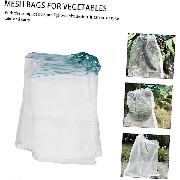 Kampanjförsäljning 100 Stycken Nylon Mesh-påse med Dragsko Druvfrukt Mesh-påsar Återanvändbara Fryspåsar Fruktträdgård Dragskopåse Bärbar Gurka Dragskor