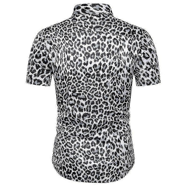 Herr Casual Leopardtryckt Kortärmad Skjorta-jie-jie