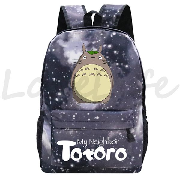 Min granne Totoro Ryggsäckar Anime Ryggsäck Mochila Pojkar Flickor Tecknade Skolväskor Studenter Bokväska Teenage Laptop Reseväska style 20