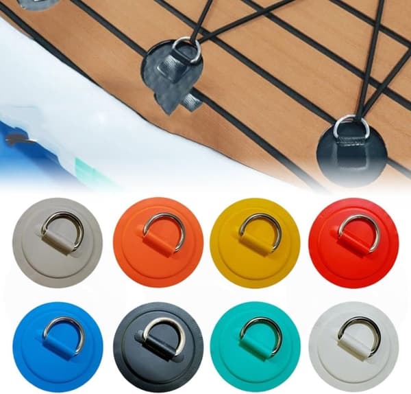 2-pak SUP Paddleboard Elastikrebspænder, 8 cm D-ringspænder i rustfrit stål, PVC Patchwork Oppustelig Båd/Kajak Tilbehør Yellow