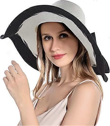 Solhat til kvinder, bred skygge, UV-beskyttelse, sommerhat, sammenfoldelig, rulle op, floppy strandhat til kvinder