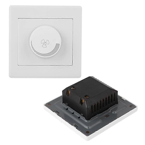 Takfläkt Hastighetskontroll Strömbrytare Vit Väggpanel Vred AC250V 100W 86x86mm