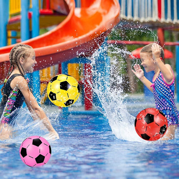 4 st Plast Uppblåsbar Fotboll Barn Traditionell Fotboll Leksak Strandbollar Bulk Uppblåsbara Vinylbollar för Pool Barnkalas Slumpmässig Färg