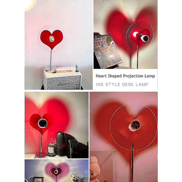 Rød Hjerteprojeksjonslampe, Romantisk Hjerteformet Projektorlampe LED Nattlys Bordlamper, Kreativ Projeksjonslys For Bryllup Hjem Soverom Bakgrunn