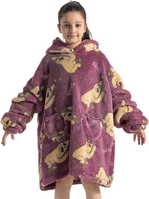 Oversized, brukbar teppehettegenser for barn, supermyk, varm og komfortabel sweatshirt-pullover, brukbar teppe for gutter og jenter