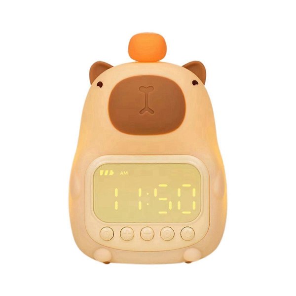 Nattbord LED Snooze-klokke med Capybara-tema, Oppladbar Nattlampe, Berøringskontroll - den perfekte gaven for S