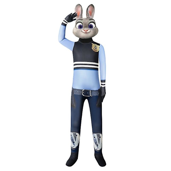 2023 Ny Halloweendräkt Barn Anime Judic Kanin Officer Cosplay Body Pojkar Tjej Jumpsuits Mask Set Födelsedagsfest Kläder 140cm