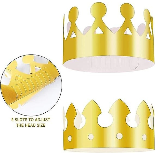 Krone Partyhat, (2 Stilarter) 28 Stykker Guld Papirkrone til Fødselsdagsfest Baby Shower Fotorekvisitter, Papirkronehat har 9 Huller til Justering af Størrelsen