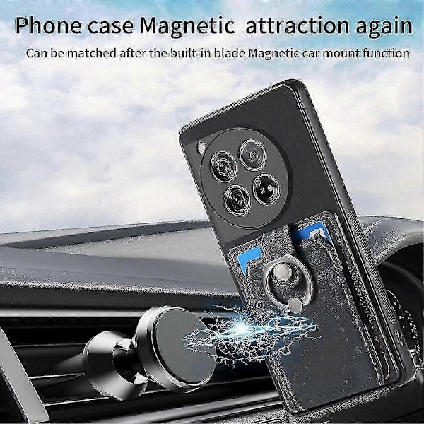 Telefondeksel for OnePlus 12 5G Etui Retro Fallbestandig Lær+TPU Støtte Shell