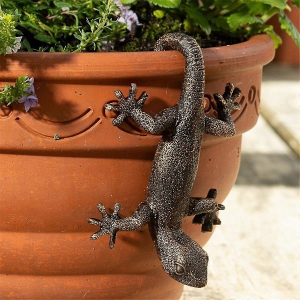 Have Dekorativ Pottet Partner Bronze Gecko Janshore Blomsterpotteophæng Dekorativt Ophæng