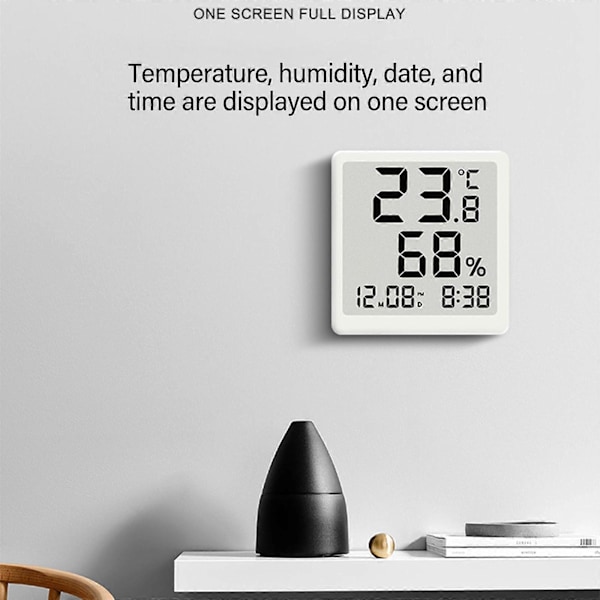 Inomhus Termograf Hygrometer Fuktmätare Modern Typ För Temperatur- och Fuktövervakning Magnetisk/Vägghängande Vit