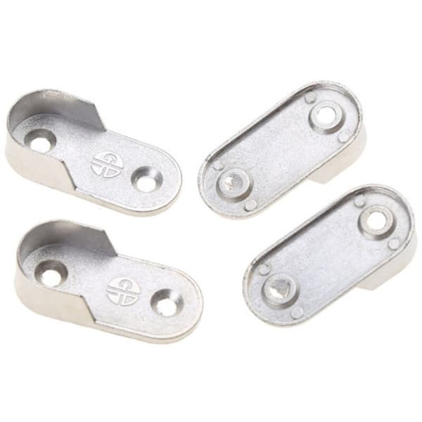 Sett med 4 ovale stangfester i legering – Matchende runde stangfester – Forsterkede metallstangfester