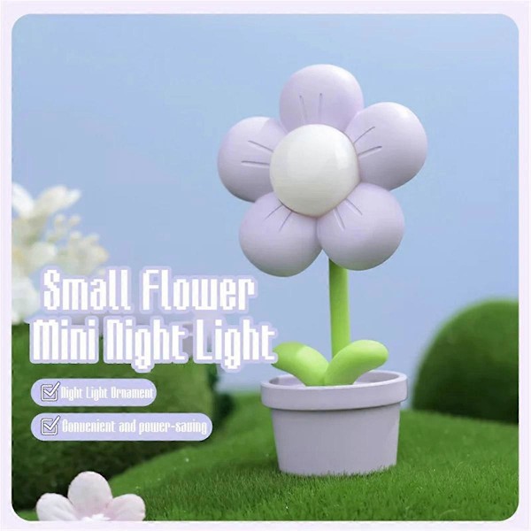 Mini Blomst Natlampe Sød Lille Bordlampe Skrivebordsdekoration Soveværelse Atmosfærisk Lys Børn