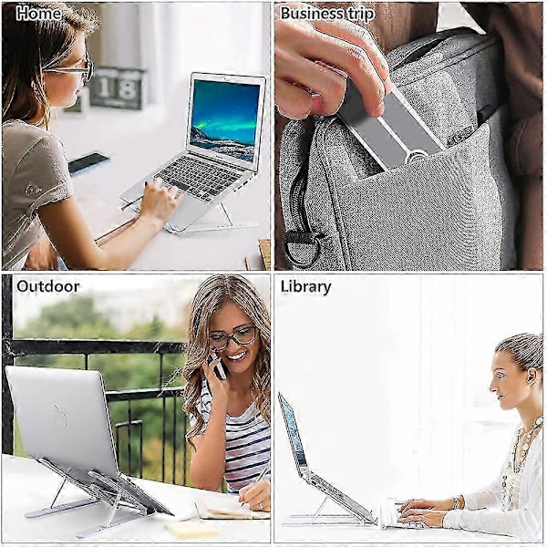 Laptopställ, Portabelt Laptopställ för Skrivbord, Justerbart Ventilerat Kylande Dator Notebook Ställ Riser Kompatibelt, Rosa