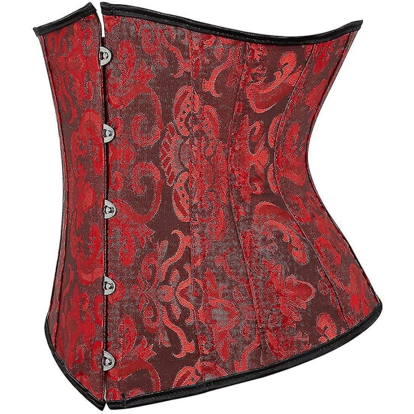 Tflycq kvinnors snörningskorsett med waist trainer och underbyst Black and Red Medium