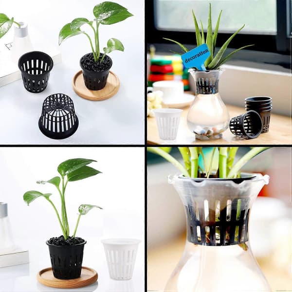 50 stk. Net Pot Hydroponiske Planter Mesh Pot Net Plast Hydroponisk Net Pot Plant Net Kopp Potter for Hydroponisk Utstyr
