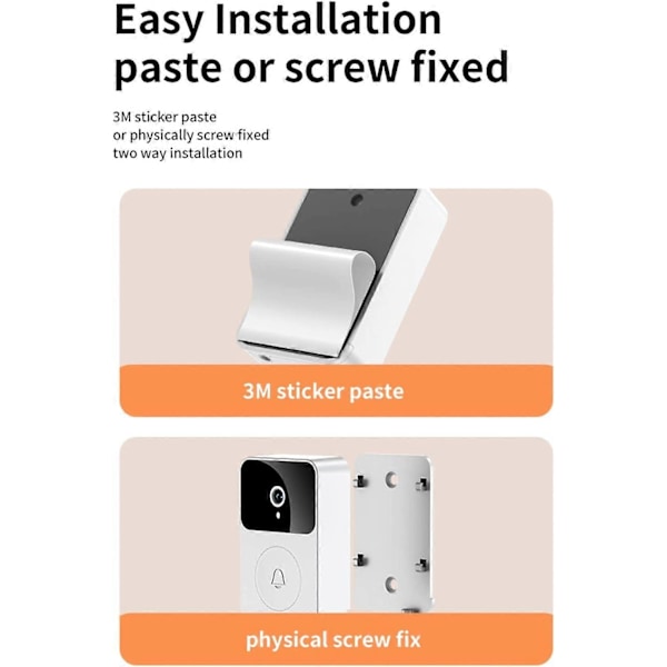 Smart video ringeklokke dørtelefon, smart trådløs fjernbetjent video ringeklokke, high-definition nattesyn WiFi opladning tyverisikring ringeklokke, tovejs