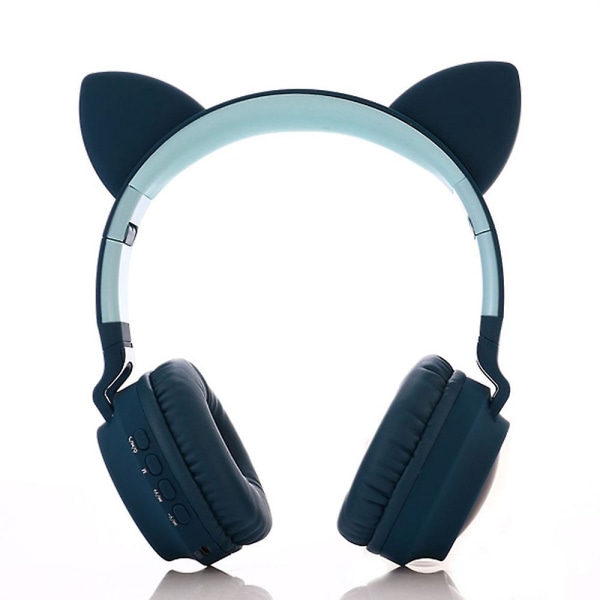 Trådlösa Bluetooth Barnhörlurar, Cat Ear Bluetooth Trådlösa/trådbundna hörlurar ,led Light Up Trådlösa Barn hörlurar Over Ear Med Mikrofon Blue