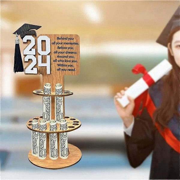 Uusi 2024 valmistujaislahja rahanpidike onnittelukortin pidike rahakakku valmistujaisjuhliin Gr
