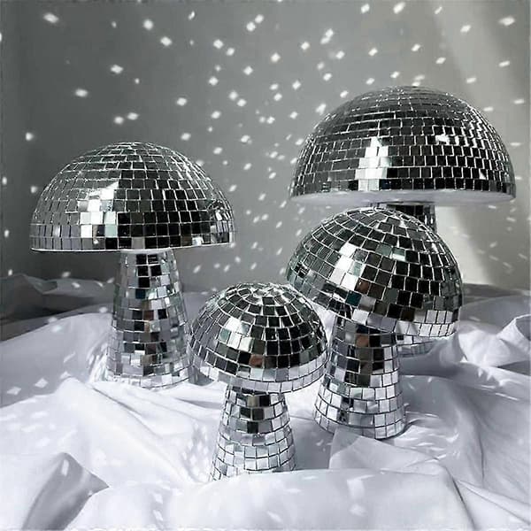 4in Soppformet Diskokule Speil Ball Romdekorasjon Estetisk Retro Reflekterende Glimmer Sopp