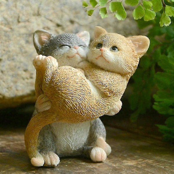 Miniatyr Fé Trädgård Katt Figurin - Väx Upp Kitty Med kärlek (1 st, Gul)