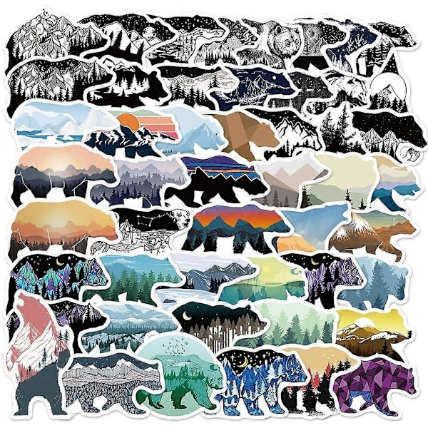 50 Grizzlykarhu Tarraa Vuorilla, Joilla, Auringolla, Kuulla ja Tähdillä, Vedenpitävät Graffititarrat
