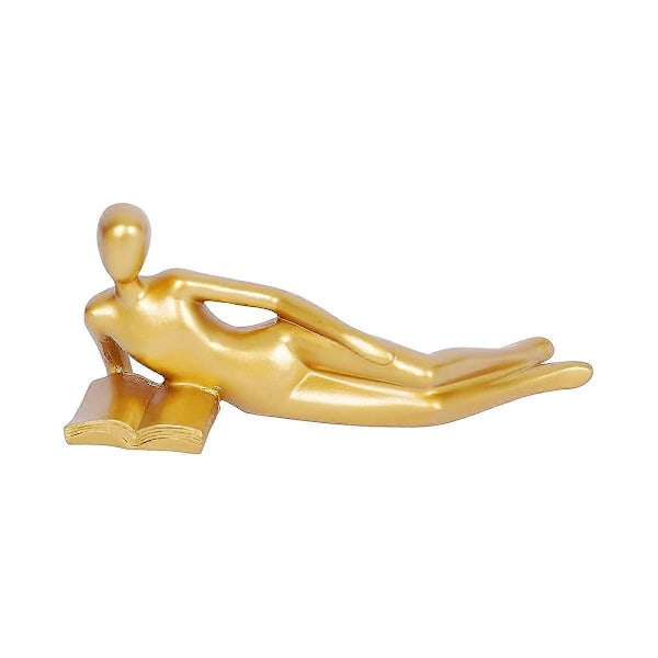 Gull Dekor Lesestatue Hjemmedekorasjoner Gull Aksent Hjemmeinnredning for Stue Resin Abstrakt Re