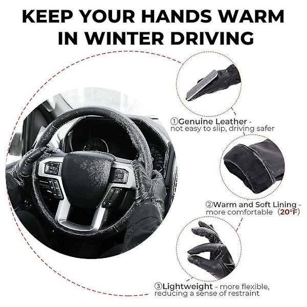 Vinter Fårskinn Läder Körhandskar För Herr Och Dam Full Finger Touch S-l S