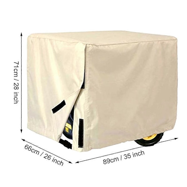 Vattentätt dammskydd för elgenerator utomhus, trädgård, uteplats (Beige)