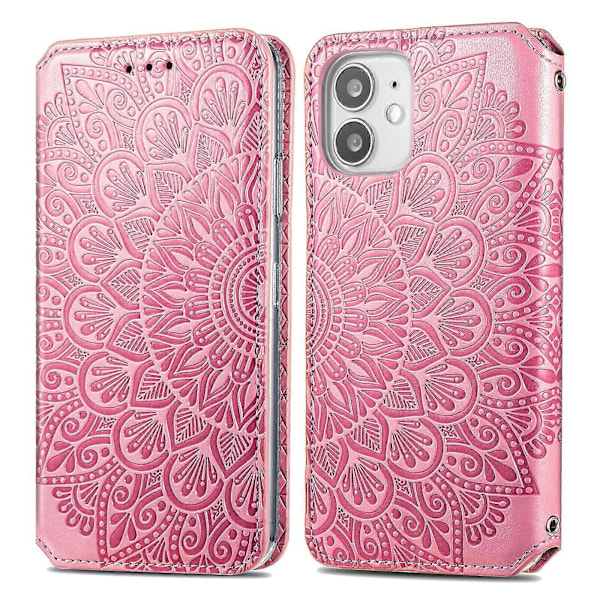 Vohvelikuvioinen Mini Lompakko iPhone 12 -kotelo - Pinkki
