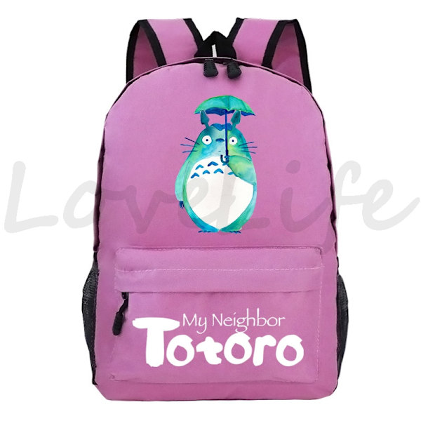 Min granne Totoro Ryggsäckar Anime Ryggsäck Mochila Pojkar Flickor Tecknade Skolväskor Studenter Bokväska Teenage Laptop Reseväska style 16