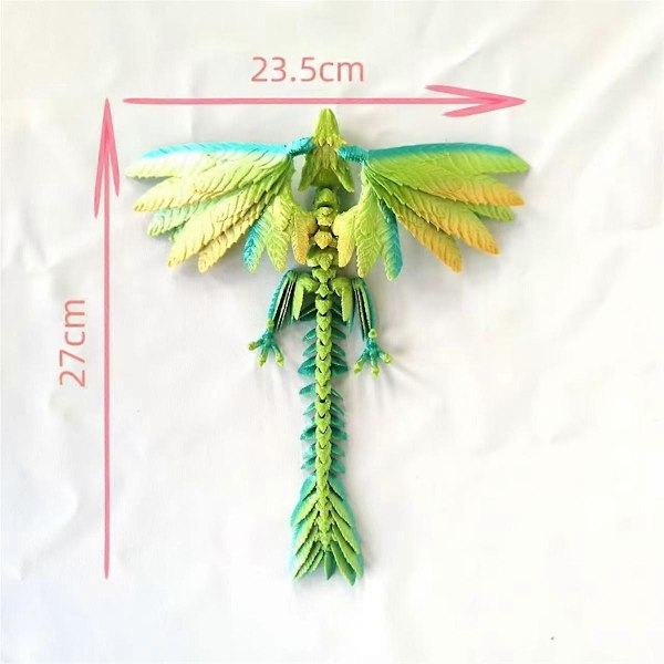 Dynamisk 3D-printad drake kristalldrake för vuxna 3D-printad ledad drake, Lasergul