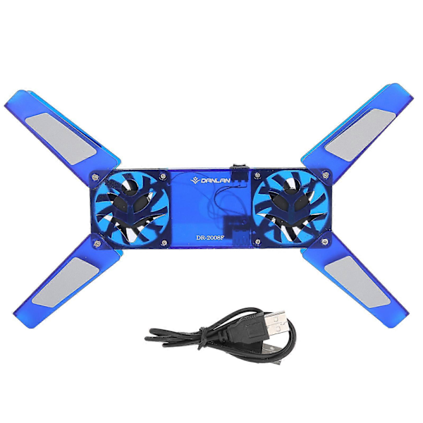 Kannettavan Tietokoneen Jäähdytysteline Tuplatuuletin Taitettava Jäähdytysalusta USB-kaapeli Tietokonetarvikkeet DR2008FBlue