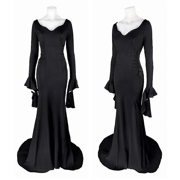 Film Morticia Cosplay Kostym Onsdag Addams Familj Cosplay Uniform Klänning Svarta Peruker För Kvinnor Halloween Carnival Anime Roll Z Only Dresses One Size