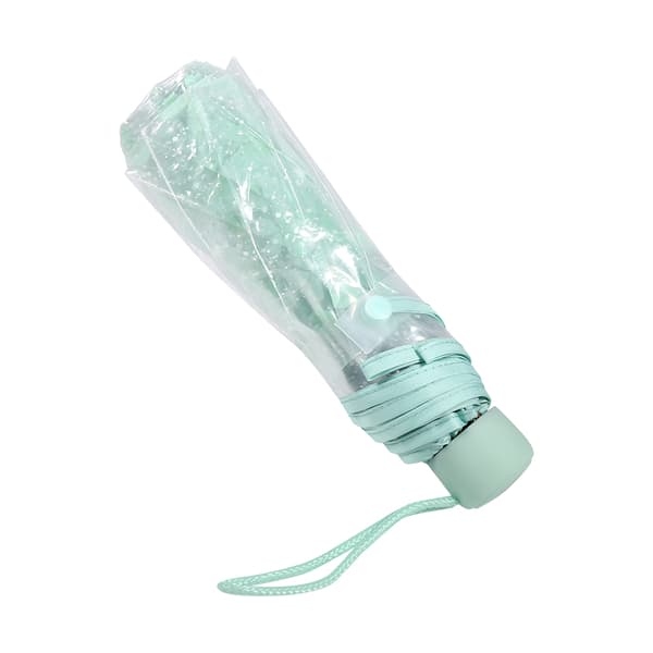 Vikbart transparent paraply, mode prinsess paraply, körsbärsblom # ljusgrön