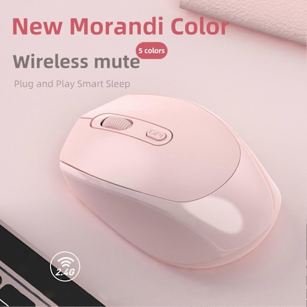 Trådløs Mus Optisk 2.4GHz Bluetooth Dual Mode USB-mus Høy Nøyaktighet 1600DPI Ergonomisk Design Datamus Rosa