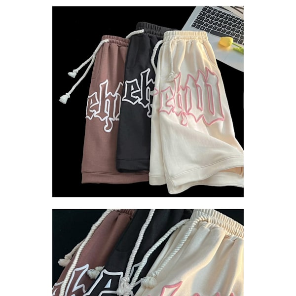 Y2k Sommar Casual Gothic Letter Byxor Shorts Black M