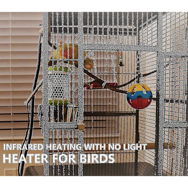 Älykäs linnun häkin lämmitin automaattisella lämpötilan säädöllä, kosketusturvallinen ja luotettava lämmitys 24/7, puremisenestojohdolla