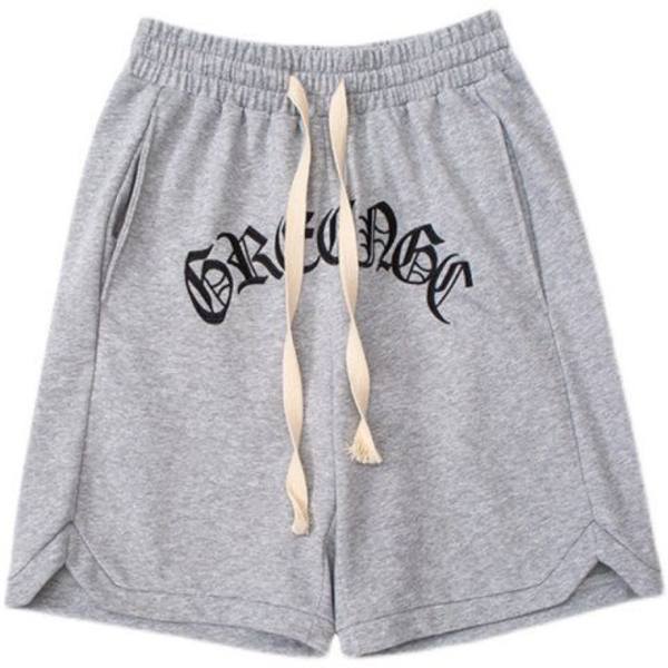 Retro basketshorts för män Street Letter broderade shorts Gray L