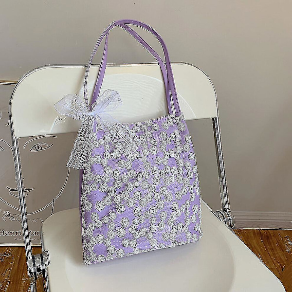 Fash Kvinnor Spets Et Axelväska Casual Damer Daisy Flower Lar Tote Handb
