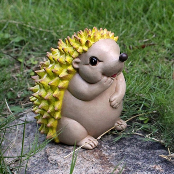 Pinnsvindekorasjon Harpiks Håndverk Fruktpinnsvin for Hagehagedekorasjon Ornament Figur