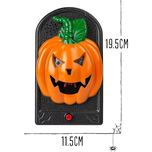 Halloween-ovikello pelottavalla yllätyksellä, Halloween-ovikellokoriste valaiseva kurpitsa-ovikello, sisä- ja ulkokoriste