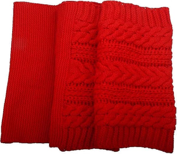 Damers Tykk Ribbestrikket Vinter Infinity Circle Loop Skjerf Premium Crochet Red