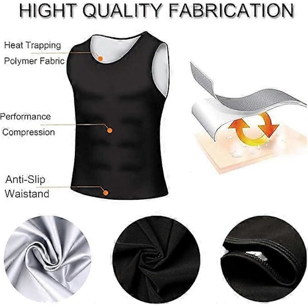 Svettväst för män, polymer väst, bastudräkt, träningsväst, XXL-3XL