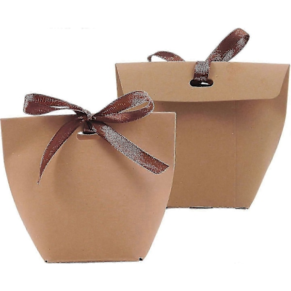 Godisaskar av kraftpapper, söta bröllopsgåvoaskar, DIY-presentpåsar för fester, kreativa godisaskar av papper, kraftpappersfärg, 50-pack
