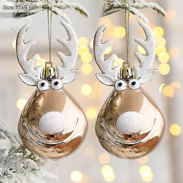 2 st Älg Julkulor Ornament Xmas Tree Hanging Bauble Pendant Christmas D