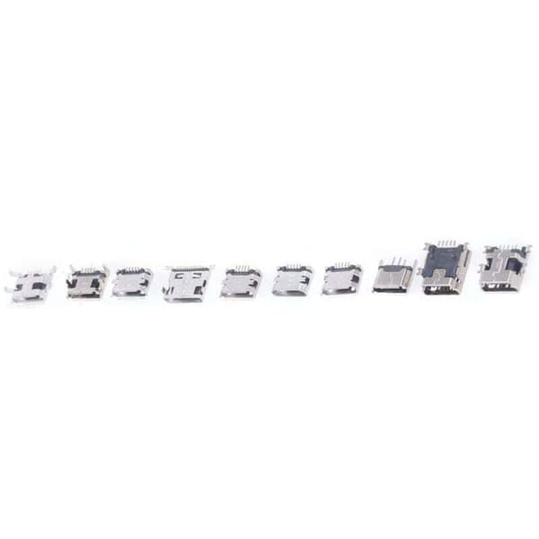 100 stykker Micro Mini USB hunstik Micro USB-stik USB-reparationsudskiftningsadaptersortiment sæt med opbevaringsboks
