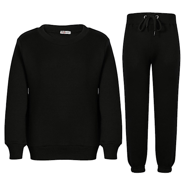Barn Unisex Sweatshirt Set för enkel träningsoverall Black 5-6 Years