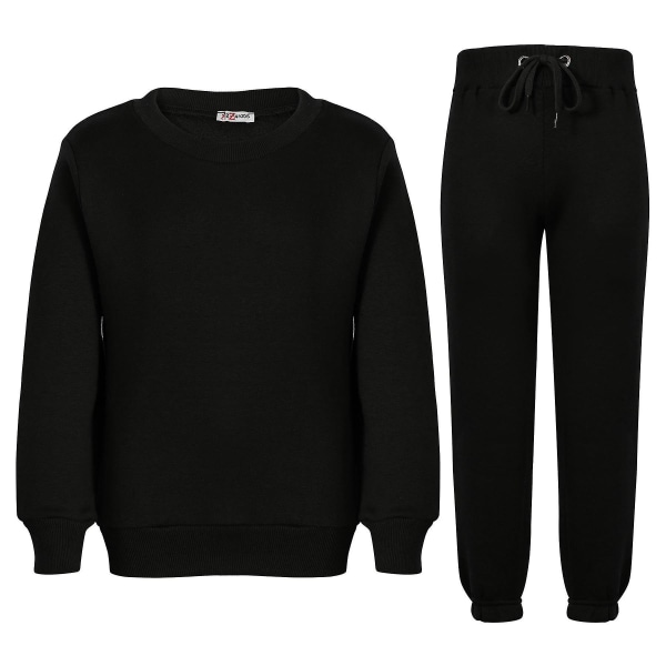 Barn Unisex Sweatshirt Set för enkel träningsoverall Black 9-10 Years